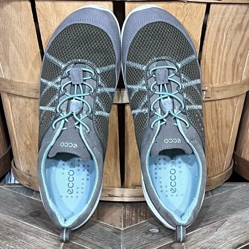Ecco Biom Lite Speed Lace Pull-Tie Warm Gray Minimalist Sneakers Womens Size 9